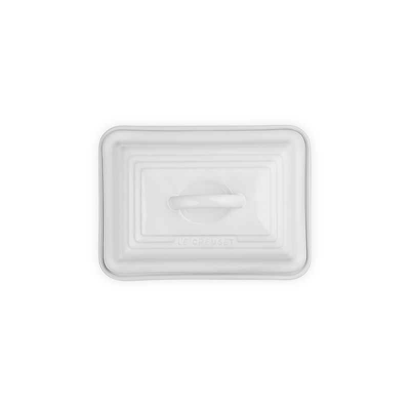 Stoneware Butter Dish, White-4