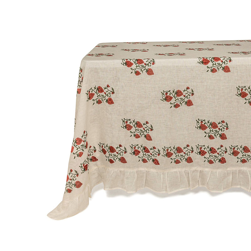 Fraises des Bois Tablecloth, 180 x 270cm, White-2