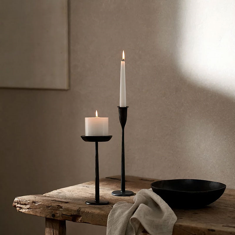 Stanton Forged Dinner Candle Holder, H22cm, Black-1