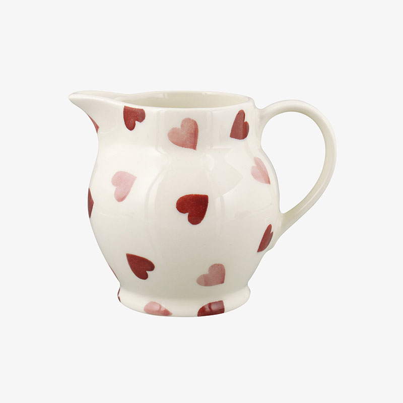 Pink Hearts Jug, 315ml, Cream-1