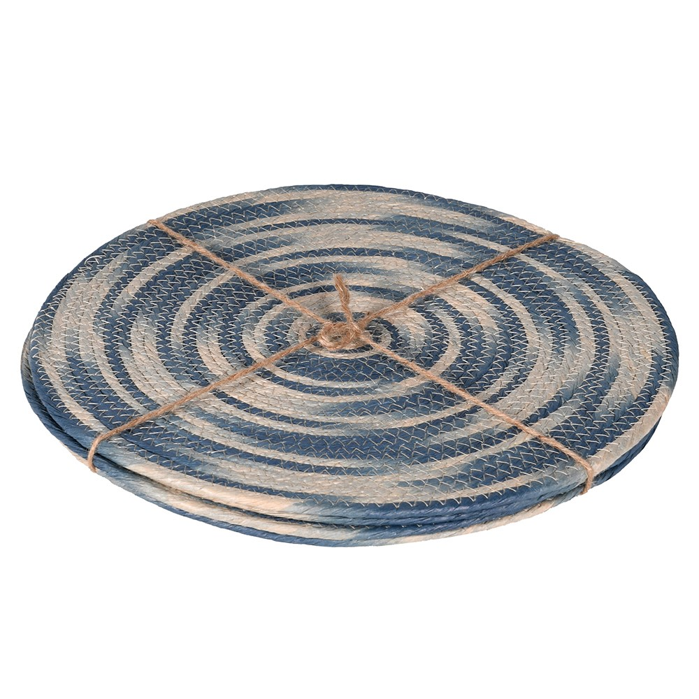 Tie Dye Set of 4 Placemats, D39cm, Blue-0