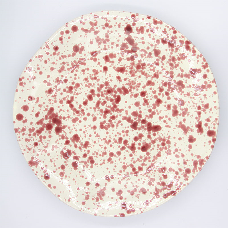 Splatter Shallow Serving Bowl, D29cm, Cranberry-3