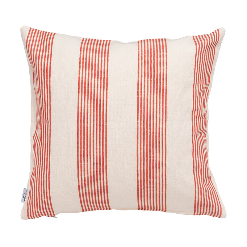 Nook Stripe Hand Made Cushion, 40 x 40 cm, Red / White-0