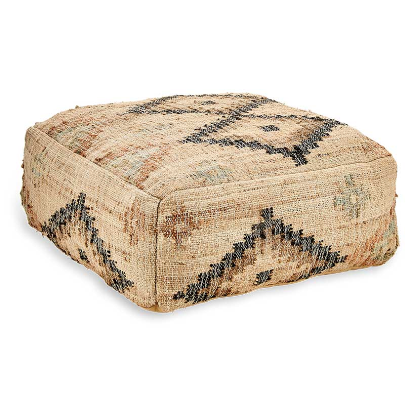 Kensu Kilim Pouf, H70 x W70 x D30cm, Natural-2