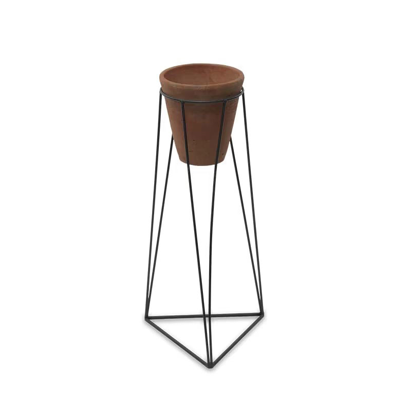 Jara Large terracotta planter with stand, D63 x 29 x 29cm, Terracotta/Black-1