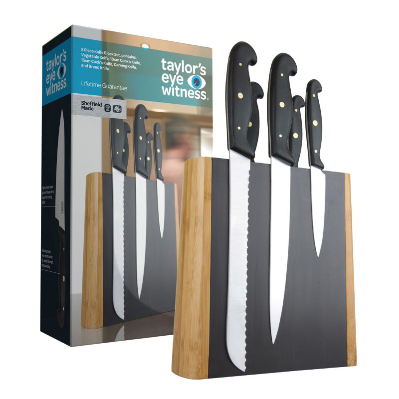 Professional Series Magnetic 5 Piece Knife Block Set, Black-2