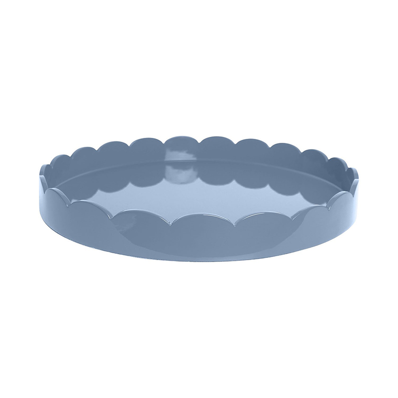 Lacquered Scallop Round Tray D40cm, Blue-0