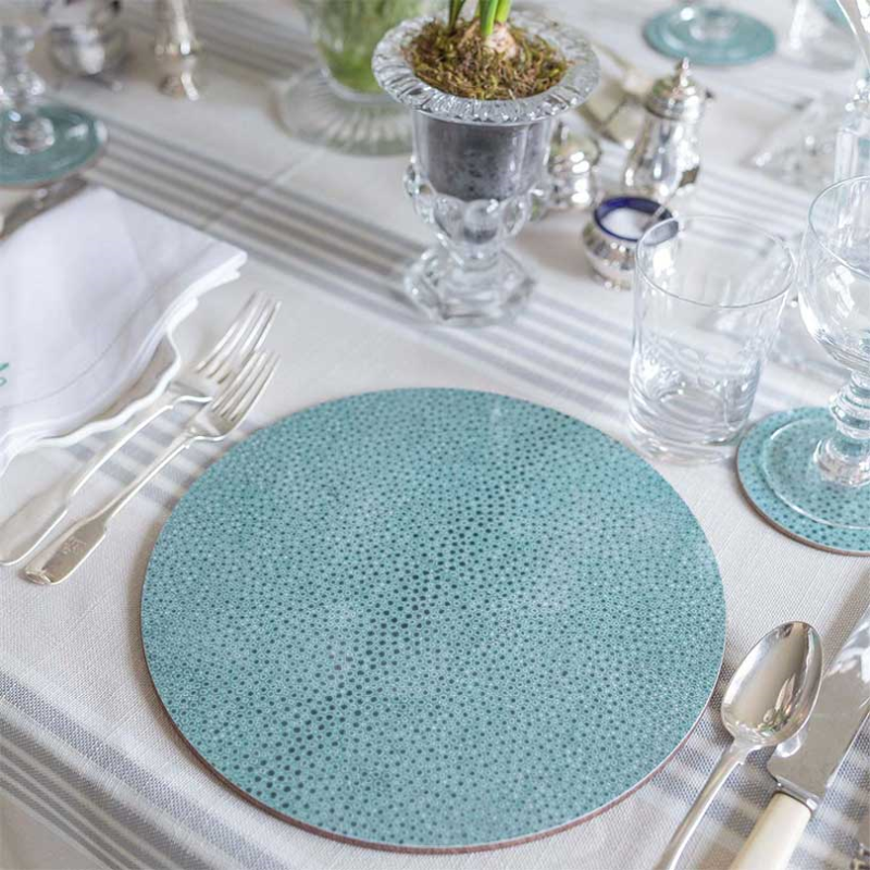 Shagreen Set of 4 Round Tablemats, D25.5cm, Green-0