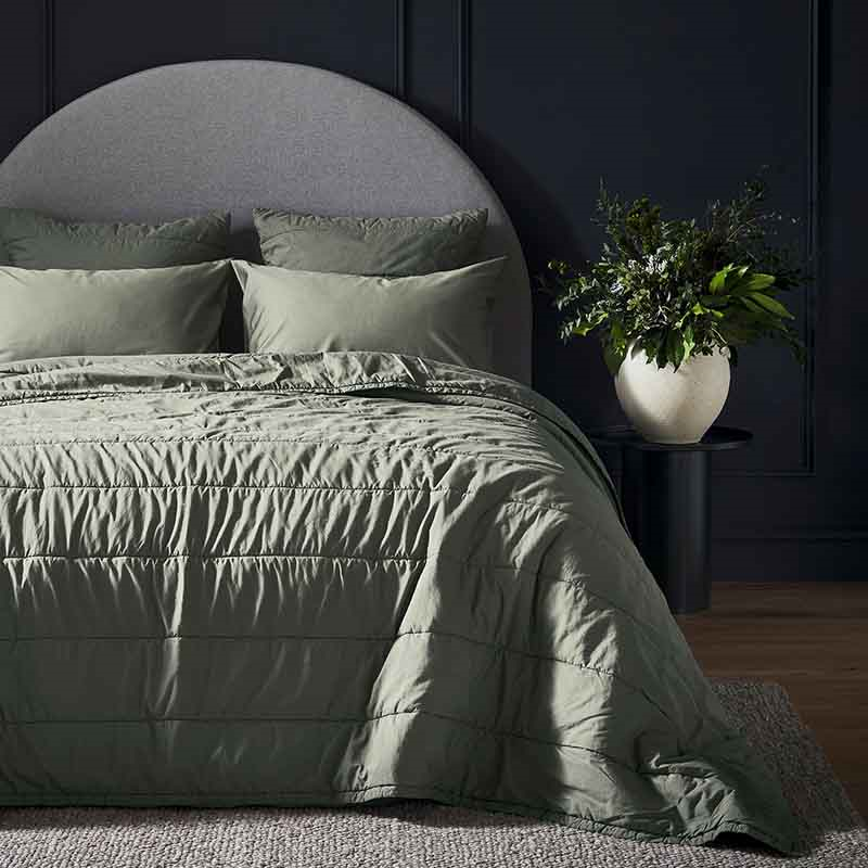 Luxe Cotton Double Duvet Cover, Moss-0