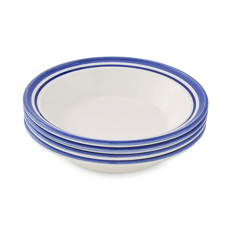 Potter's Stripe Set of 4 Soup Plates, D21cm, Blue-3