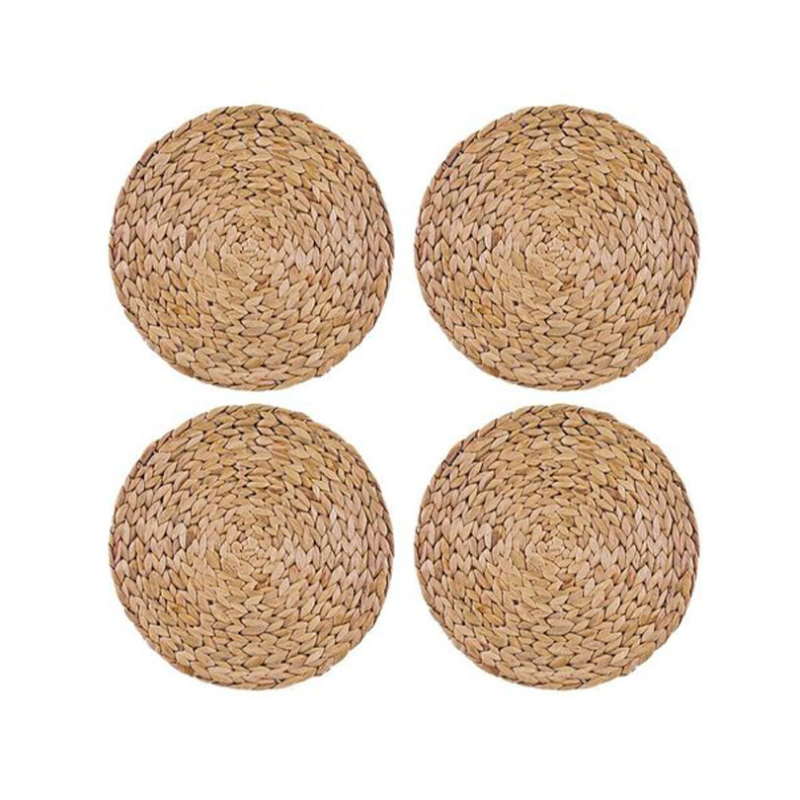 Water Hyacinth Set of 4 Round Placemats, D30cm, Natural-1