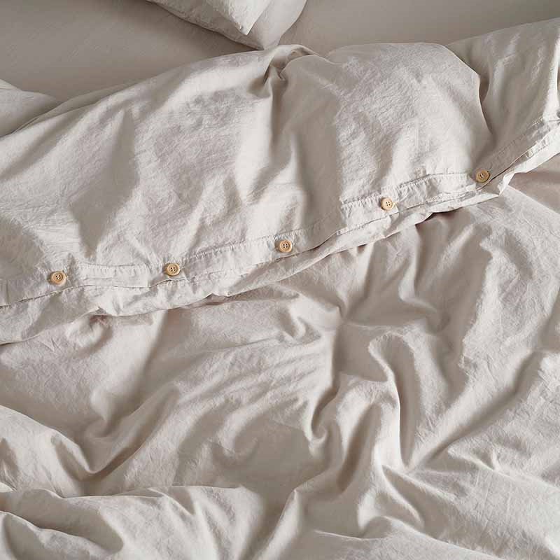 Relaxed Cotton Double Duvet Cover, Clay-3