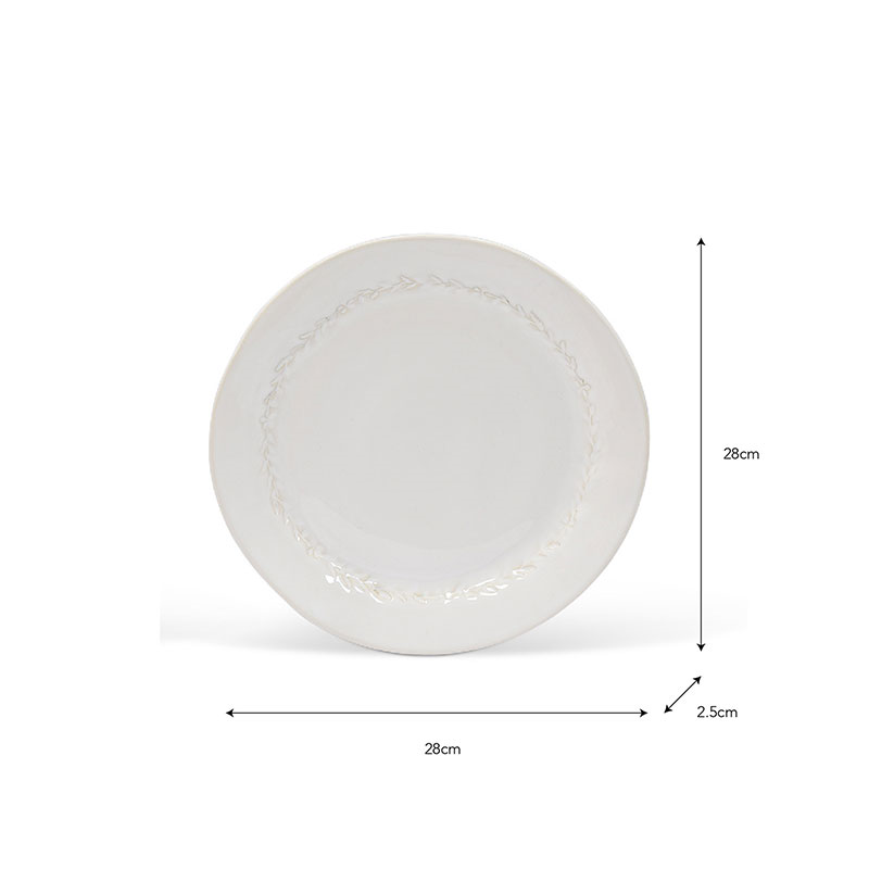 Overton Set of 4 Dinner Plates, D28cm, White-4