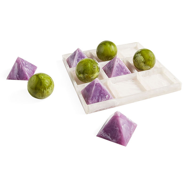 Mustique Tic Tac Toe Set, 27 x 27cm, Green & Lavender-2