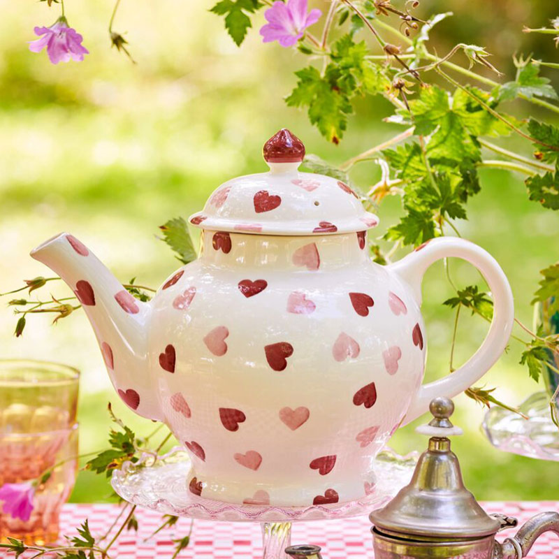 Pink Hearts Teapot, 1.6l, Cream-0