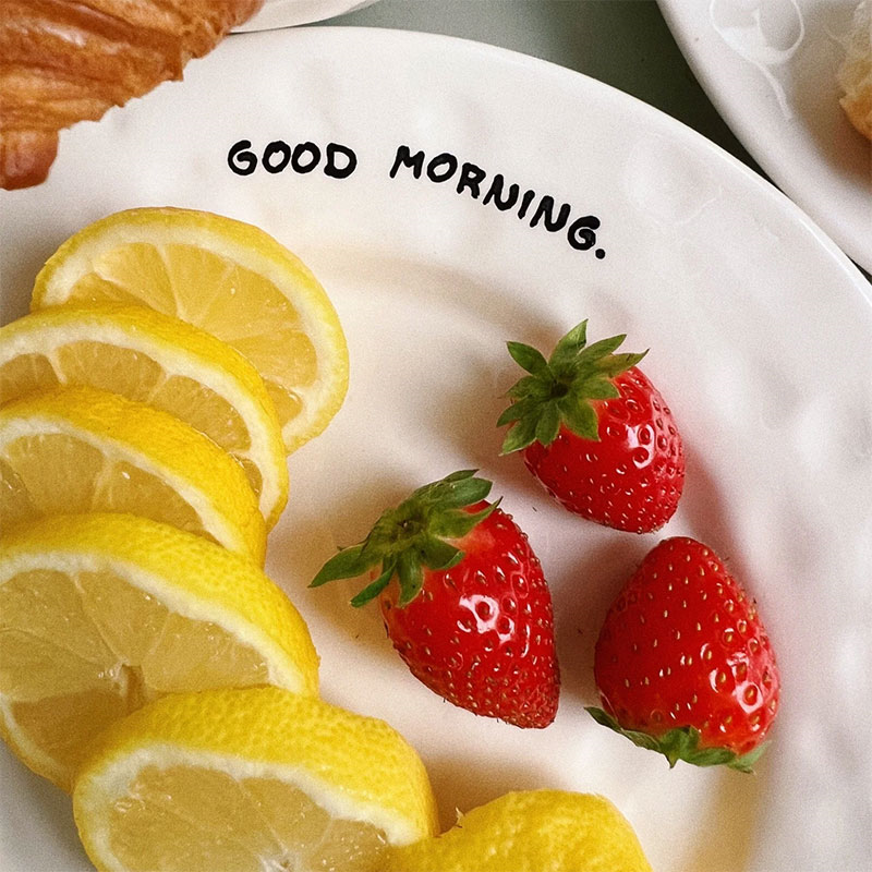 Good Morning Breakfast Plate, D22cm, Black-2