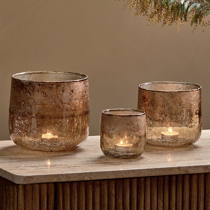 Konara Tealight Holder, D13cm, Copper Smoke-0