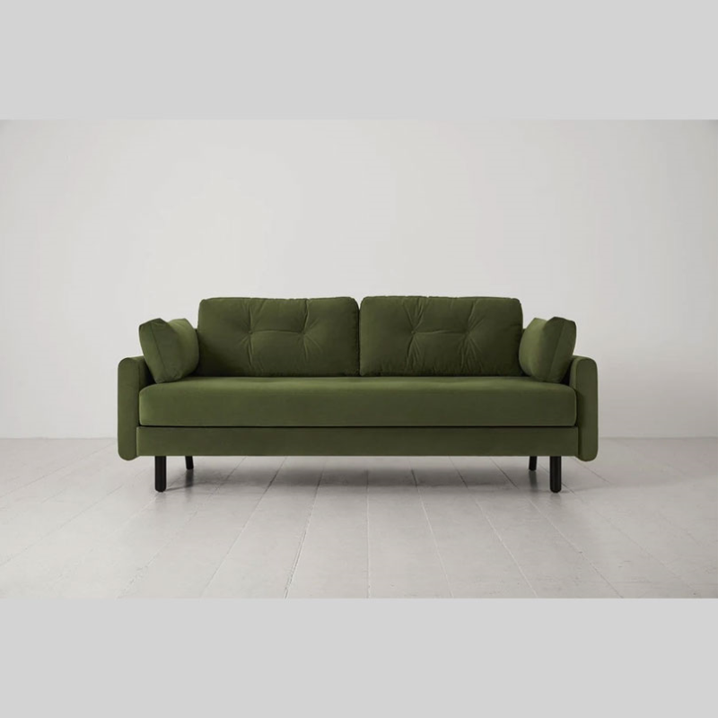 Model 04 3 Seater Velvet Sofa Bed, Vine-0