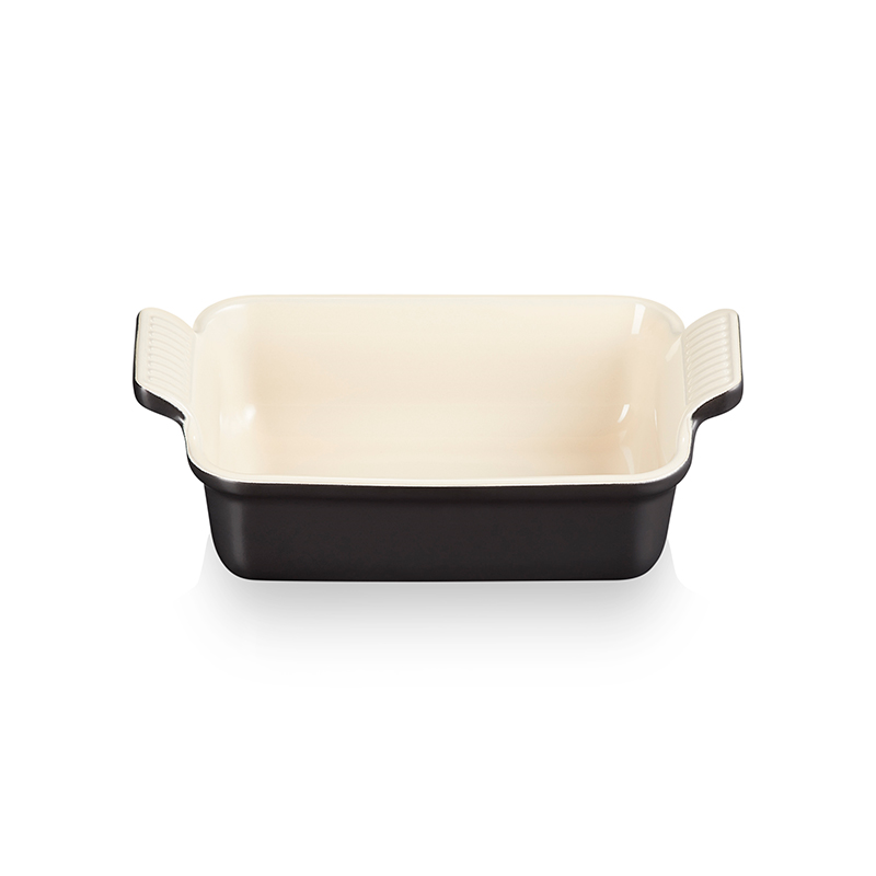 Stoneware Rectangular dish, 19 x 14cm - 1 litre, satin black-0