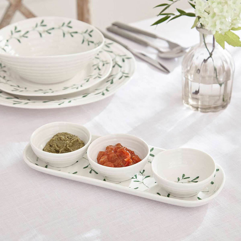 Mistletoe Serving bowl set, L27.5 x W10cm, White/ Green-1