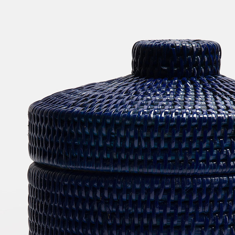 Strand Rattan Ice Bucket, H25cm, Dark Blue-3