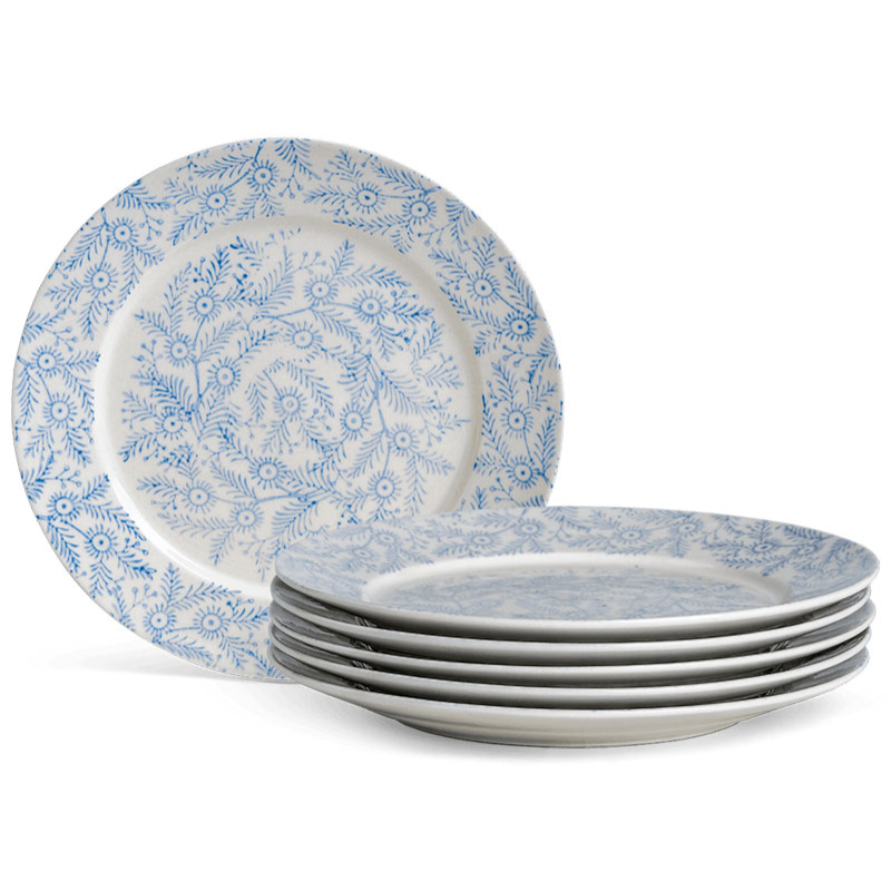 Olney Set of 6 Side Plates, D19cm, Flax Blue-1