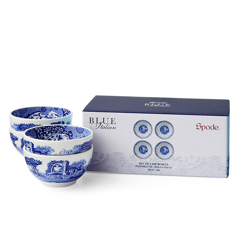 Blue Italian Set of 4 Dip Bowls, D10cm, Blue-4