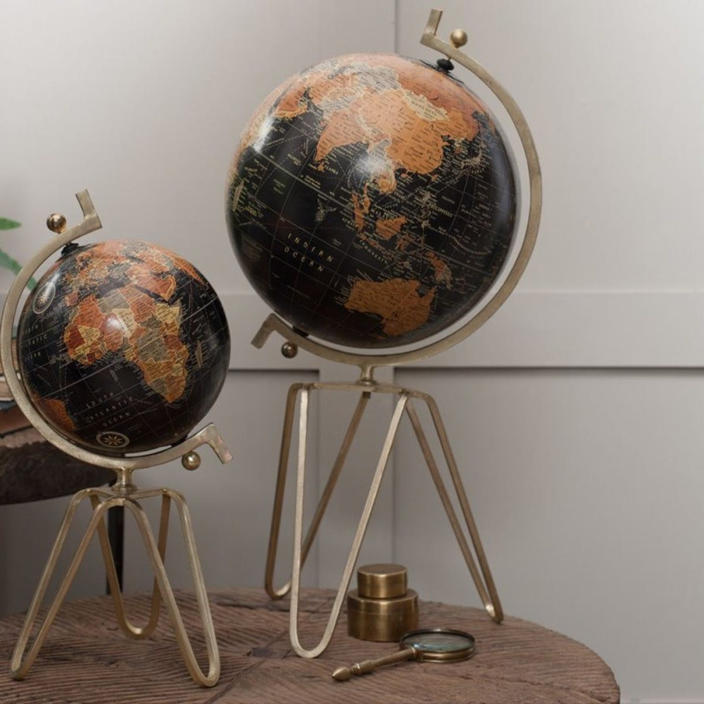 Ebu Decorative Globe, D32cm, Antique Brass-0