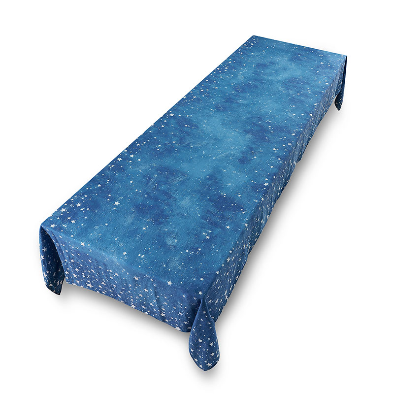 Celestial Stars Linen Tablecloth, 300cm x 165cm, Blue-1