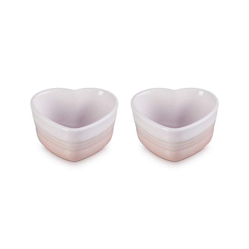 Heart Set of 2 Ramekins, Shell Pink-0