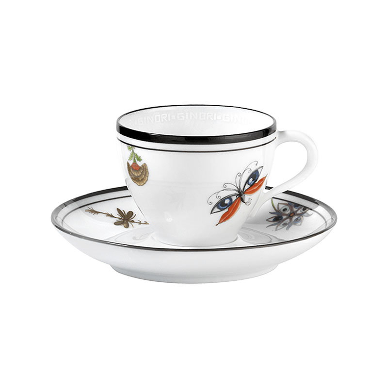 Arcadia Set of 2 Coffee Cups with Saucers, 100ml, White-1