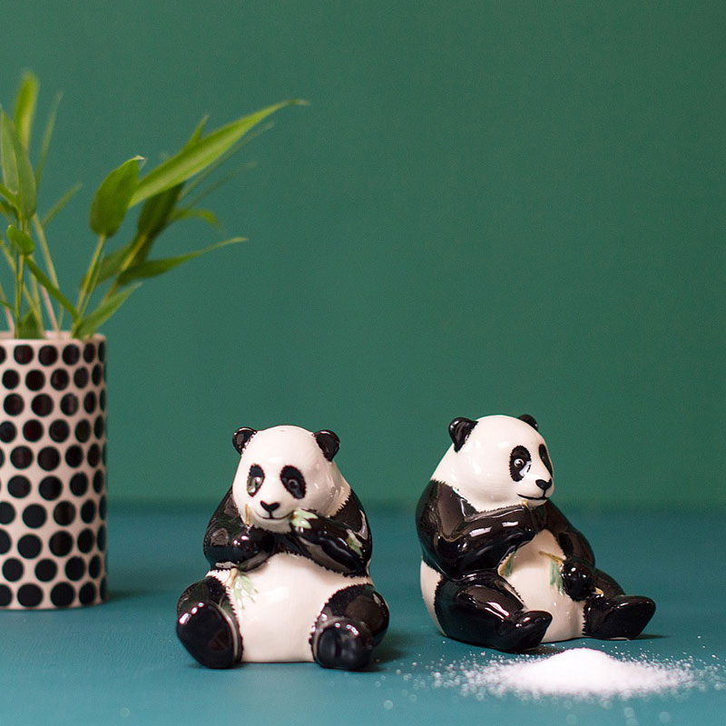 Panda Salt & Pepper Shakers, H9cm, Black/White-2