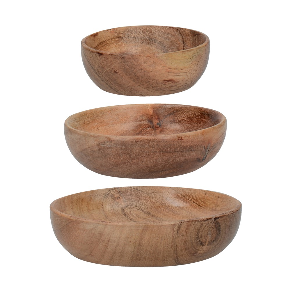 Natural Collection Set of 3 wooden bowls, small/medium/large, Accacia Wood-1