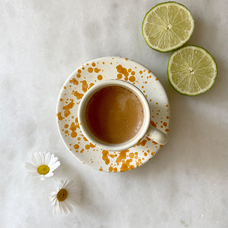 Splatter Espresso Cup & Saucer, D6.5cm, Burnt Orange-1