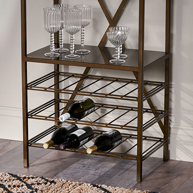 Udayan Drinks Display Shelf, Antique Brass-4