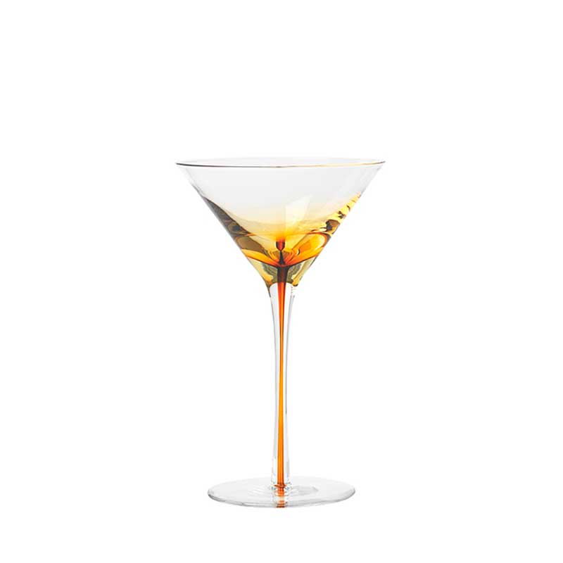 Mouth Blown Martini Glass, H19cm, Amber-0