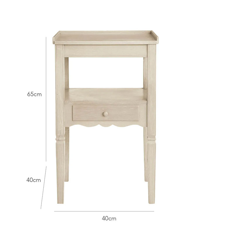 Bedside Table, Radnor, Linen Grey, 40cm-2