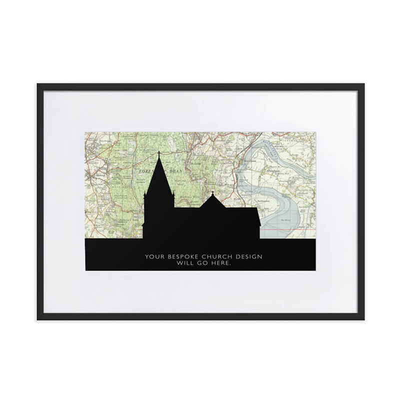 Bespoke Church Silhouette Print, 30 x 21cm, Black Frame-1