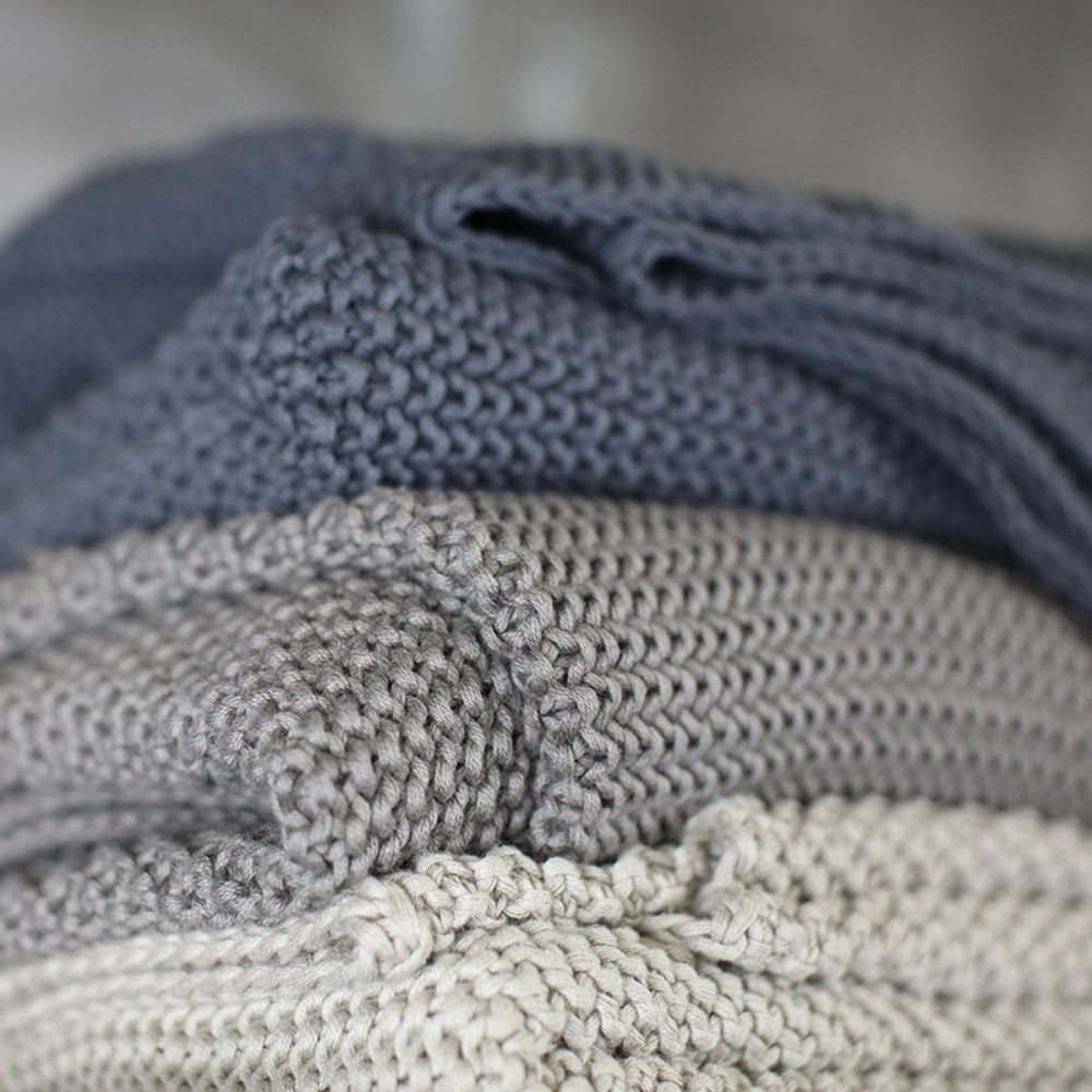 Moss Stitch Cotton Throw, 125 x 180cm, Charcoal Grey-1