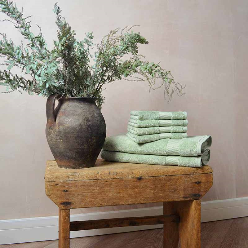 Organic 600gsm Set of 2 Face Towels, 30 x 30cm, Sage Green-0