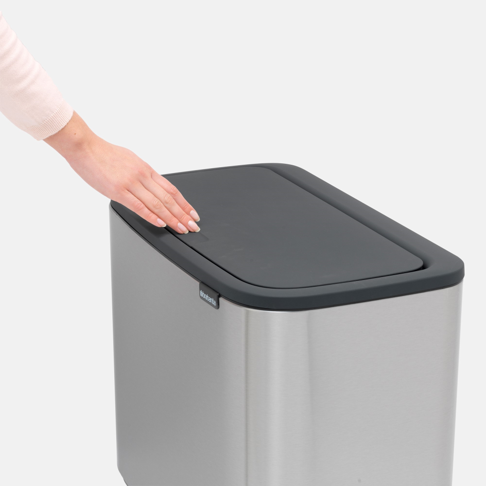 Bo Recycling Bin with 2 Inner Buckets, 34L Matt Steel Fingerprint Proof-3