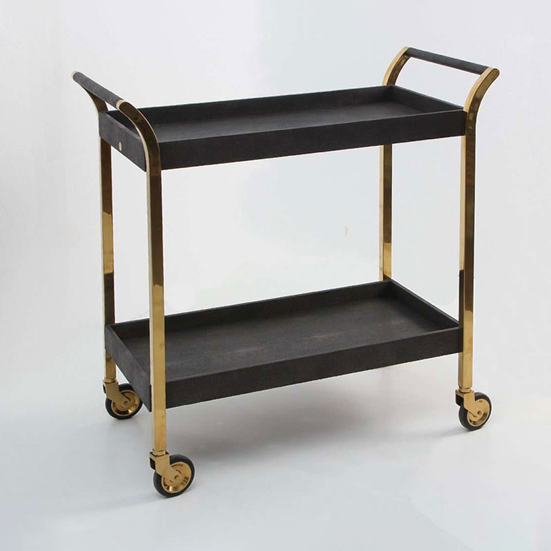 Woodstock Drinks Trolley, Seal Brown Shagreen-0