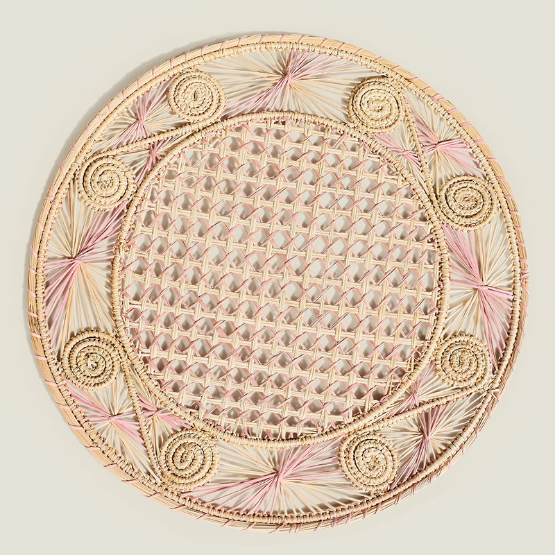 Sandra Set of 2 Woven Placemats, D35cm, Rose Pink-0