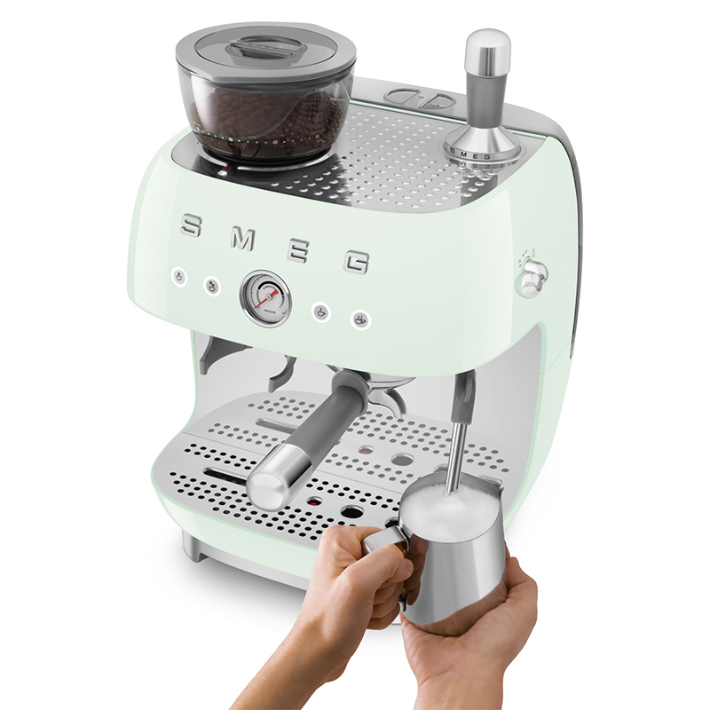 Espresso Coffee Machine with Grinder, Pastel Green-4