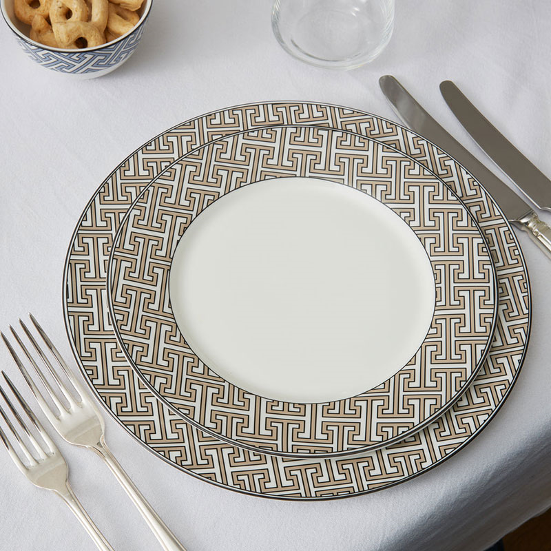 Maze Set of 2 Dinner Plate, D26cm, Truffle-1