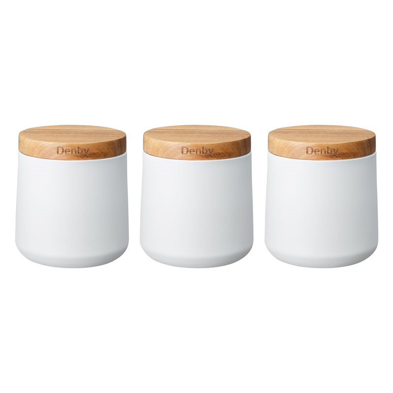 Set of 3 Storage Canisters, D11 x H10cm, White-0