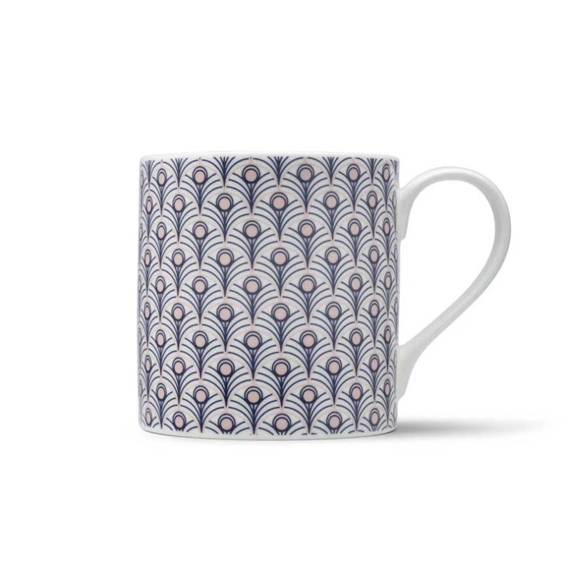 Peacock Mug, 385ml, Blue & Blush Pink-0