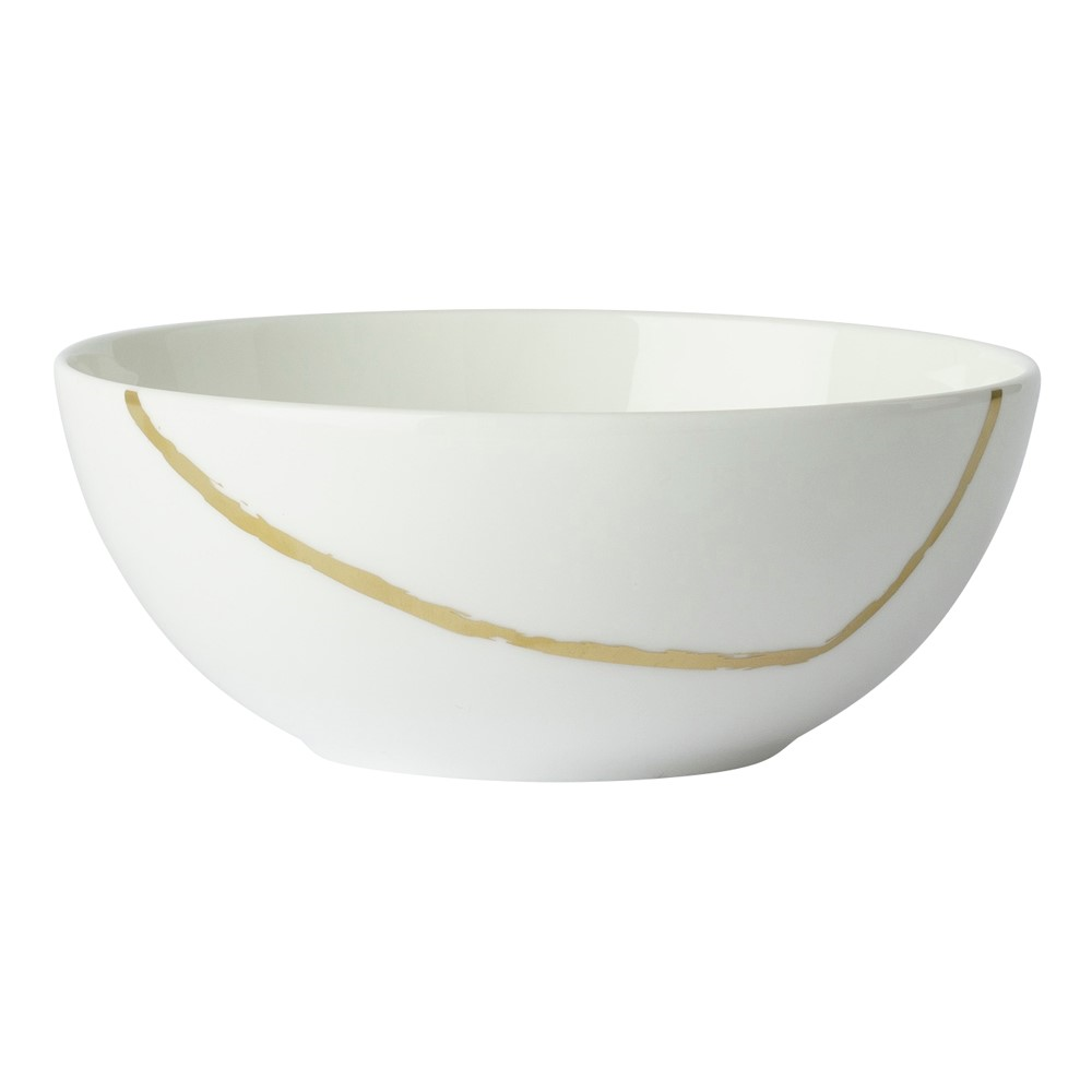 Sketch - Chalk Bowl, D13 x H5cm, White/Gold-0