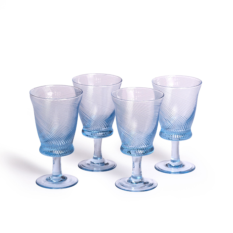 Spiral Set of 4 Wine Glasses, 175ml, Light Blue-0