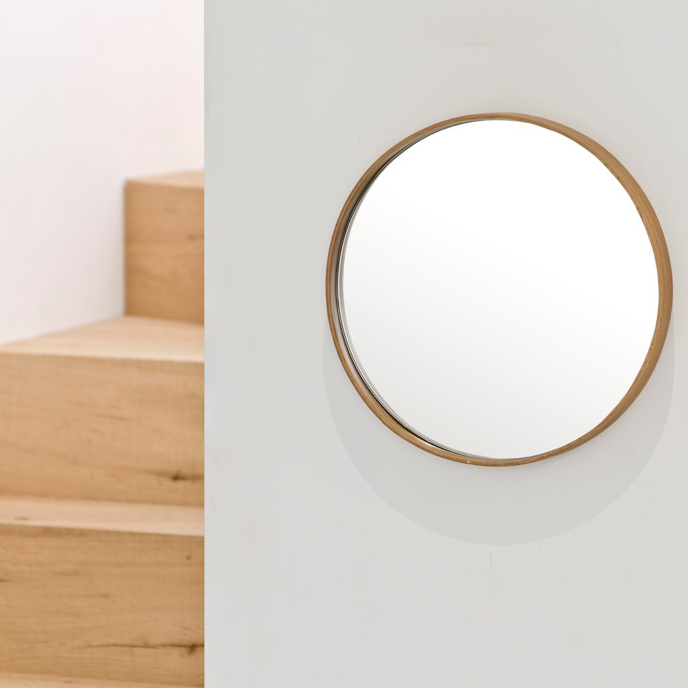 Glance -310 Round wall mirror, Dia31cm, Natural Oak-1